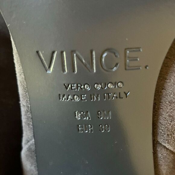 VINCE Erving Gray Suede Ankle Booties Stacked Heel Almond Toe Pull On NWOB US 9M - Picture 9 of 11